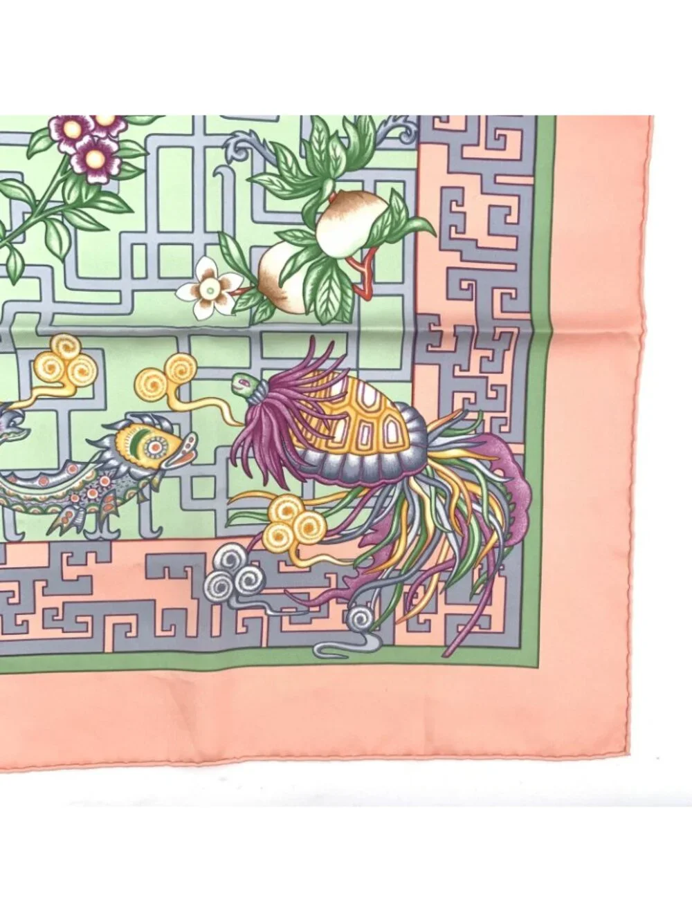 Hermes Scarf Carre 90 Turandot Orange Blue Pink - Picture 5 of 8